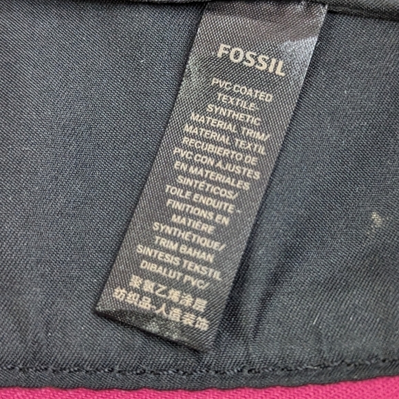 Fossil Eliza Black Multi Stripe Crossbody Messenger Bag Purse Pink Dots Stripes - Picture 10 of 16